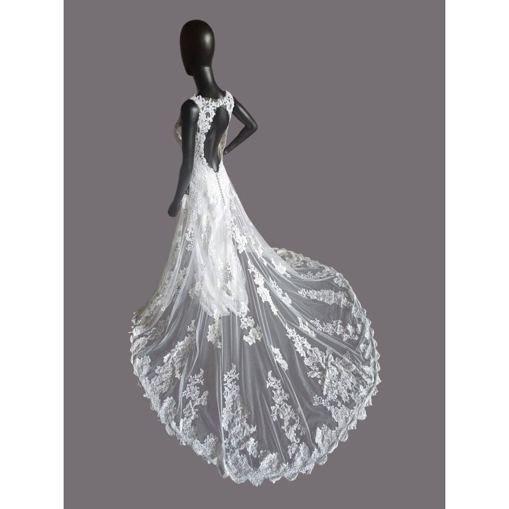 White Lace Illusion Bodice Open Back Wedding Gown - Morilee Madeline Gardner - Picture 10 of 12